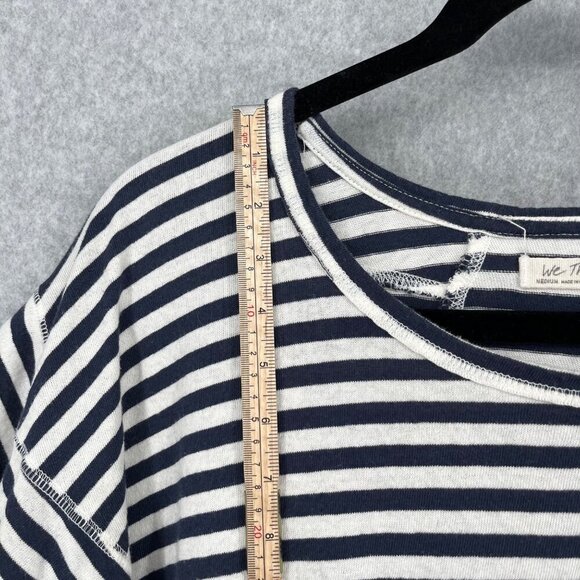 We the Free People Striped Angel Shirt Size M Navy Combo Distressed Oversized - Picture 9 of 12
